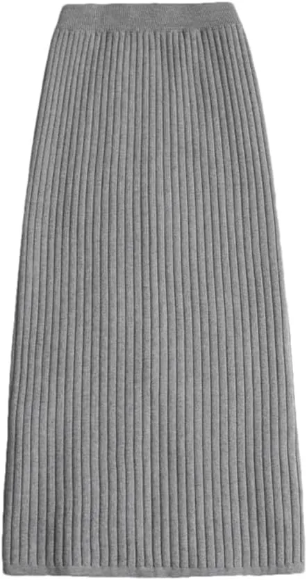 Women Sweater Skirt Midi Knitted Skirt High Waist Pencil Skirts Womens Winter Long Warm Split Knitting Skirts