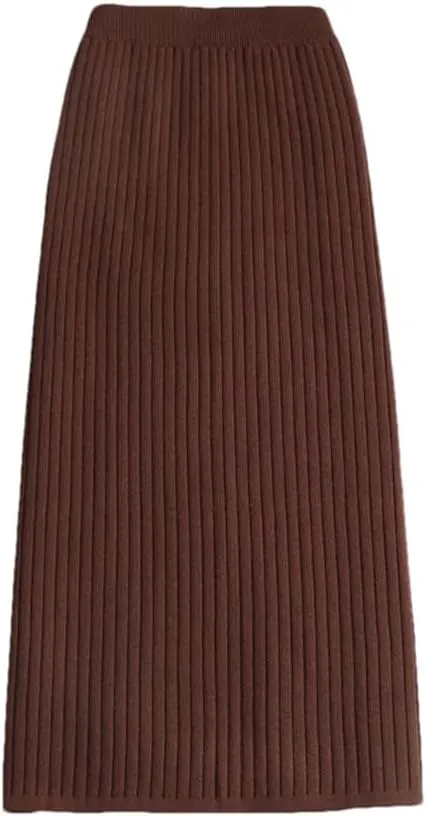 Women Sweater Skirt Midi Knitted Skirt High Waist Pencil Skirts Womens Winter Long Warm Split Knitting Skirts