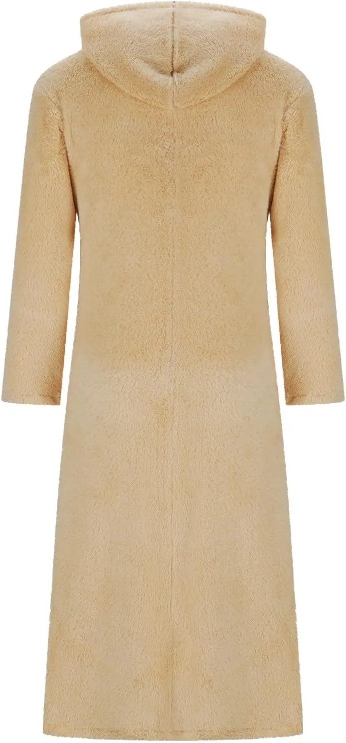Women's Fluffy Fleece Hoodie Dress Casual Long Sleeve Sweatshirt Oversized Plush Fuzzy Pullover Coat with Pockets