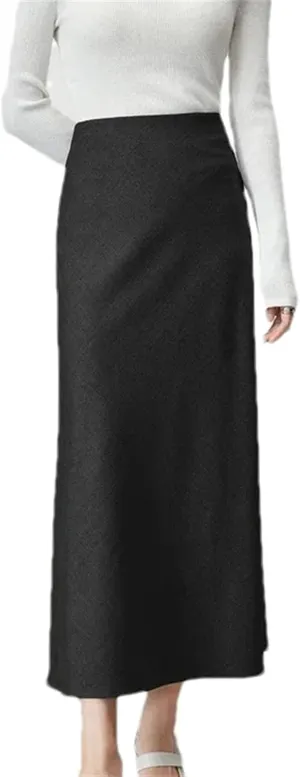 Women's Long Pencil Skirt  Elegant High Waist Elastic Office Lady Skirt Bodycon Skirt for Work Business