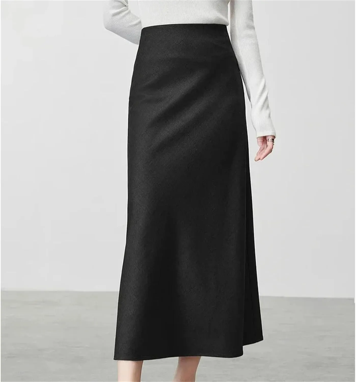 Women's Long Pencil Skirt  Elegant High Waist Elastic Office Lady Skirt Bodycon Skirt for Work Business