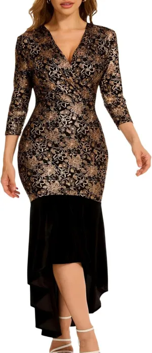 Womens Off Shoulder Formal Dresses Sparkly Gorgeous Golden Silk Embroidery Gowns and Evening Party Long Dress with Split