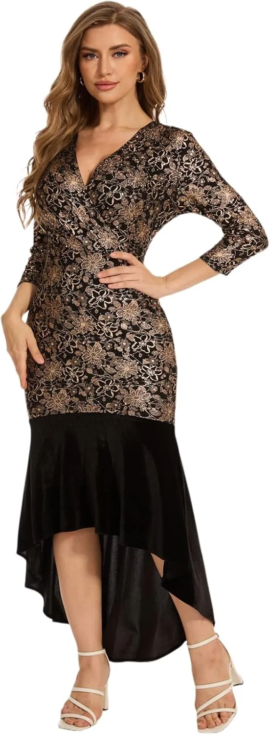 Womens Off Shoulder Formal Dresses Sparkly Gorgeous Golden Silk Embroidery Gowns and Evening Party Long Dress with Split