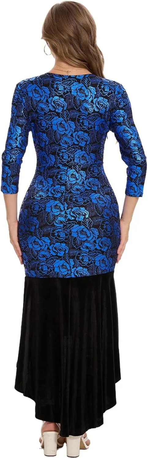 Womens Off Shoulder Formal Dresses Sparkly Gorgeous Golden Silk Embroidery Gowns and Evening Party Long Dress with Split