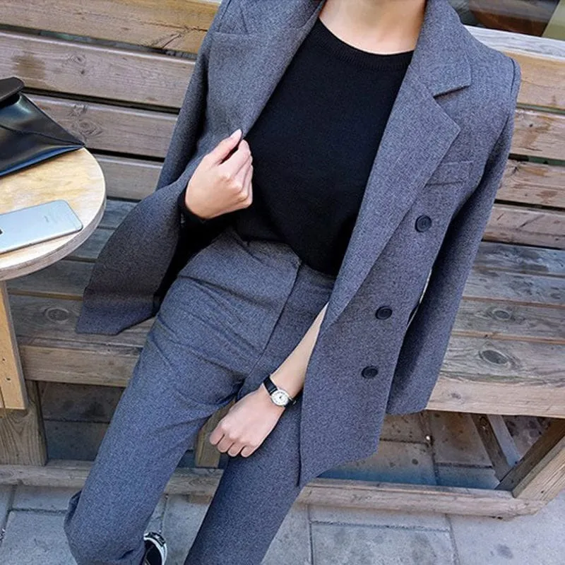 Women's Pant Suits Double Breasted Jacket and Pant Blazer
