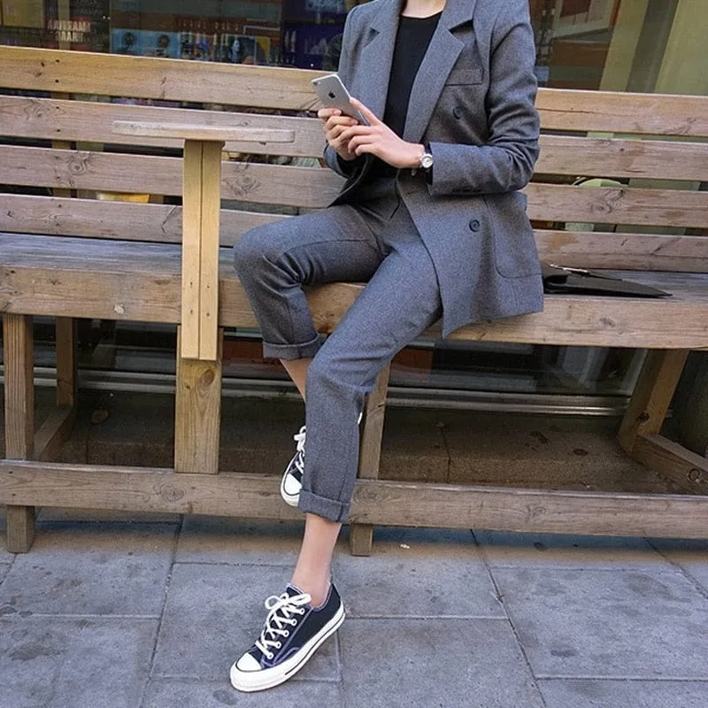 Women's Pant Suits Double Breasted Jacket and Pant Blazer
