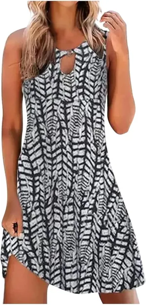 Womens Sleeveless Summer Dresses Aline Mini Dress Casual Dress Patterned Vacation Beach Dress Swing Dress