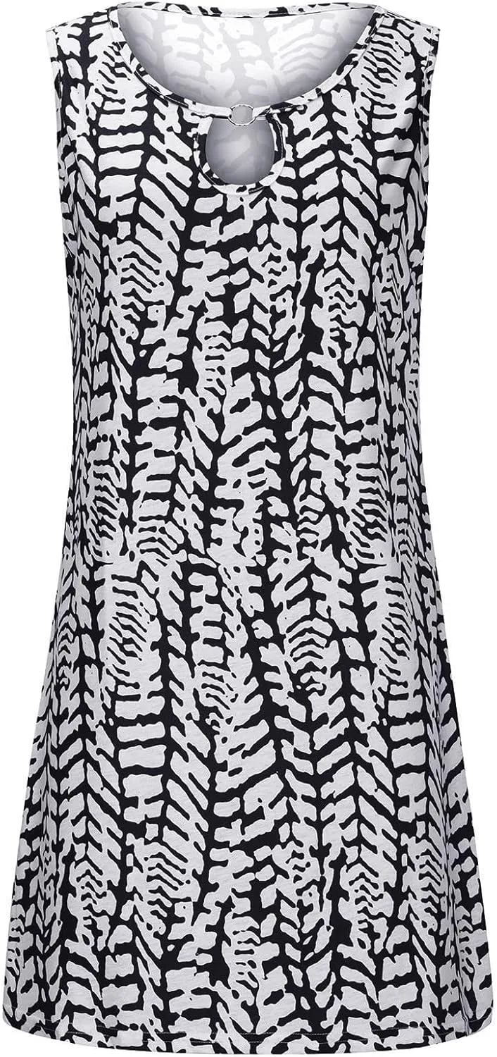 Womens Sleeveless Summer Dresses Aline Mini Dress Casual Dress Patterned Vacation Beach Dress Swing Dress