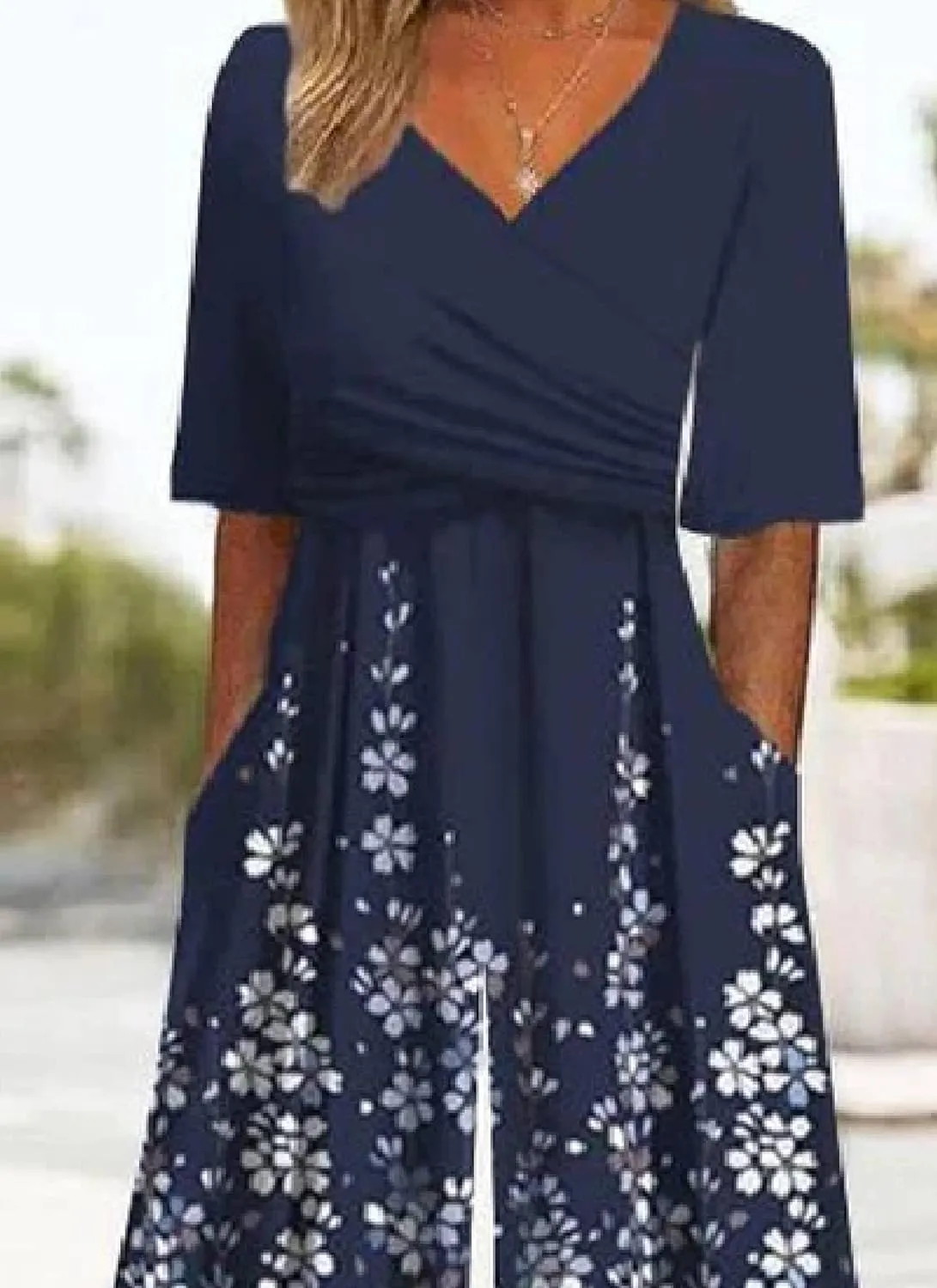 Women's Solid Jumpsuits 2025 Spring Outfits Half Sleeve Elegant V Neck and Wide Leg Pants Rompers with Side Pockets