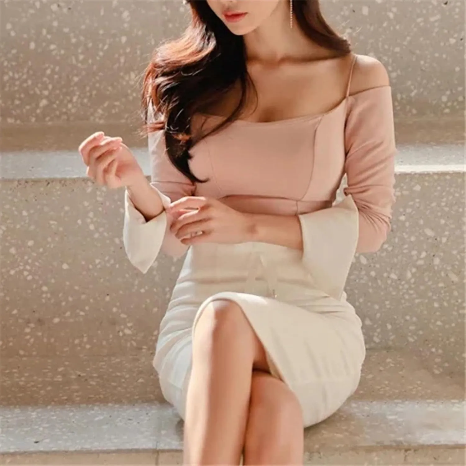 Women's Spring Summer High-Waisted Bodycon Skirt  Sexy Slimming Plus Size with Slit Work Business Midi Pencil Skirt