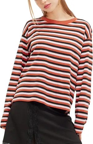 Women's Striped Oversized Sweatshirt Long Sleeve Crewneck Hoodies Shirts 2024 Y2k Casual Colorblock Pullover Top