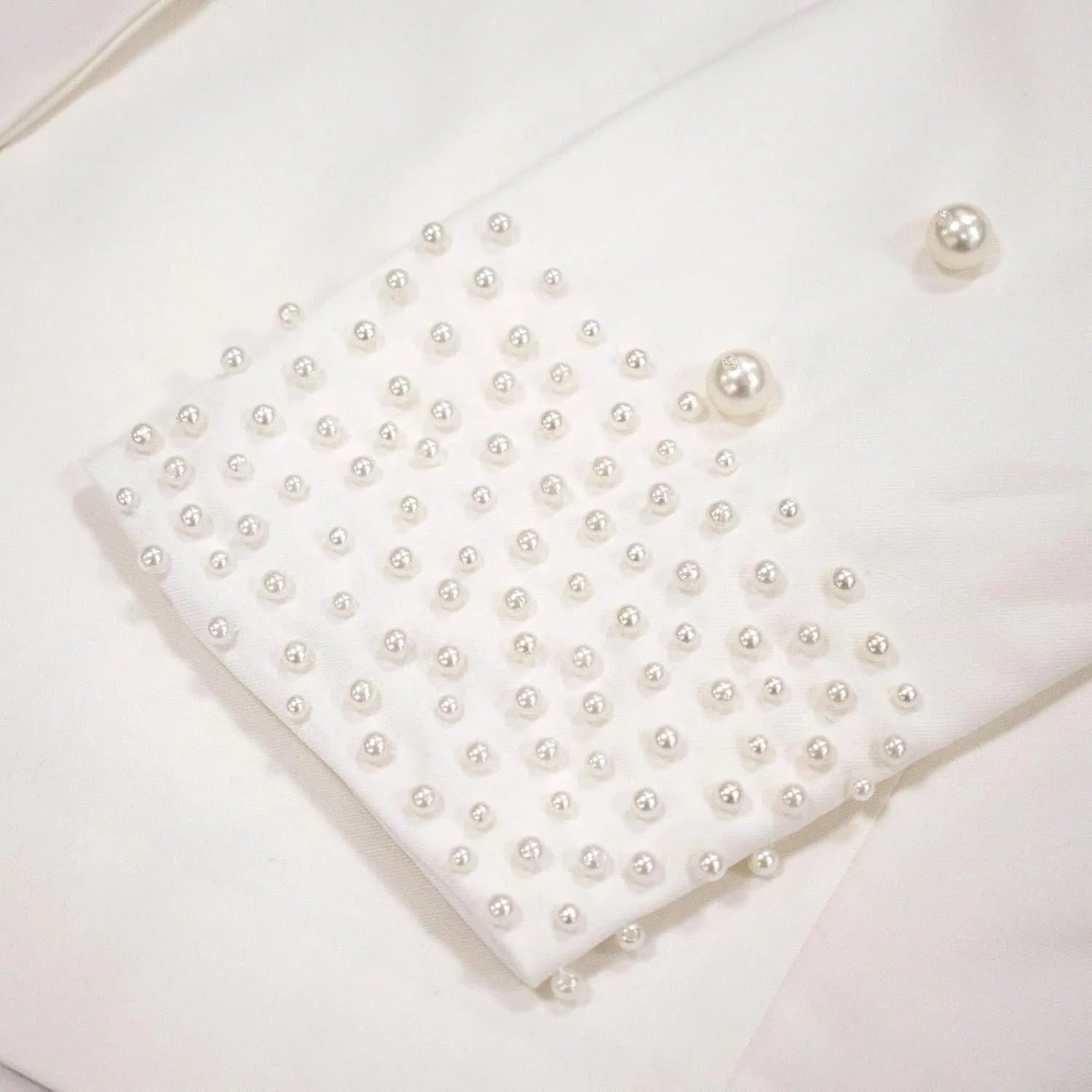 Womens Suit Sets Elegant Pearls Mother of The Bride Dresses Vintage One Button Pocket Blazer Flare Pants Prom Party