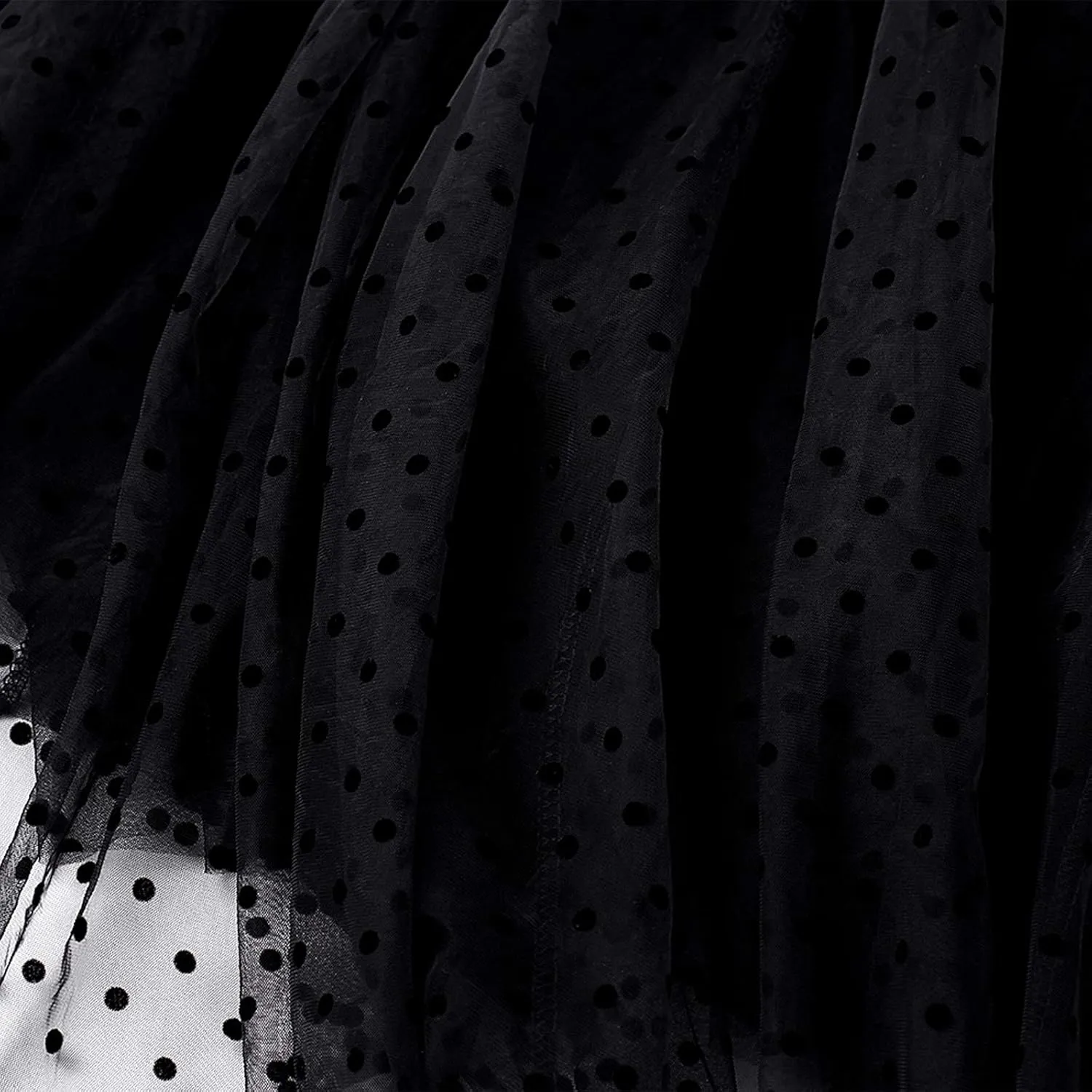 Women's Tulle Skirt Pleated Tutu Skirts Elastic High Waist Elegant Point Floral Printed Mesh Lady A Line Midi Skirt