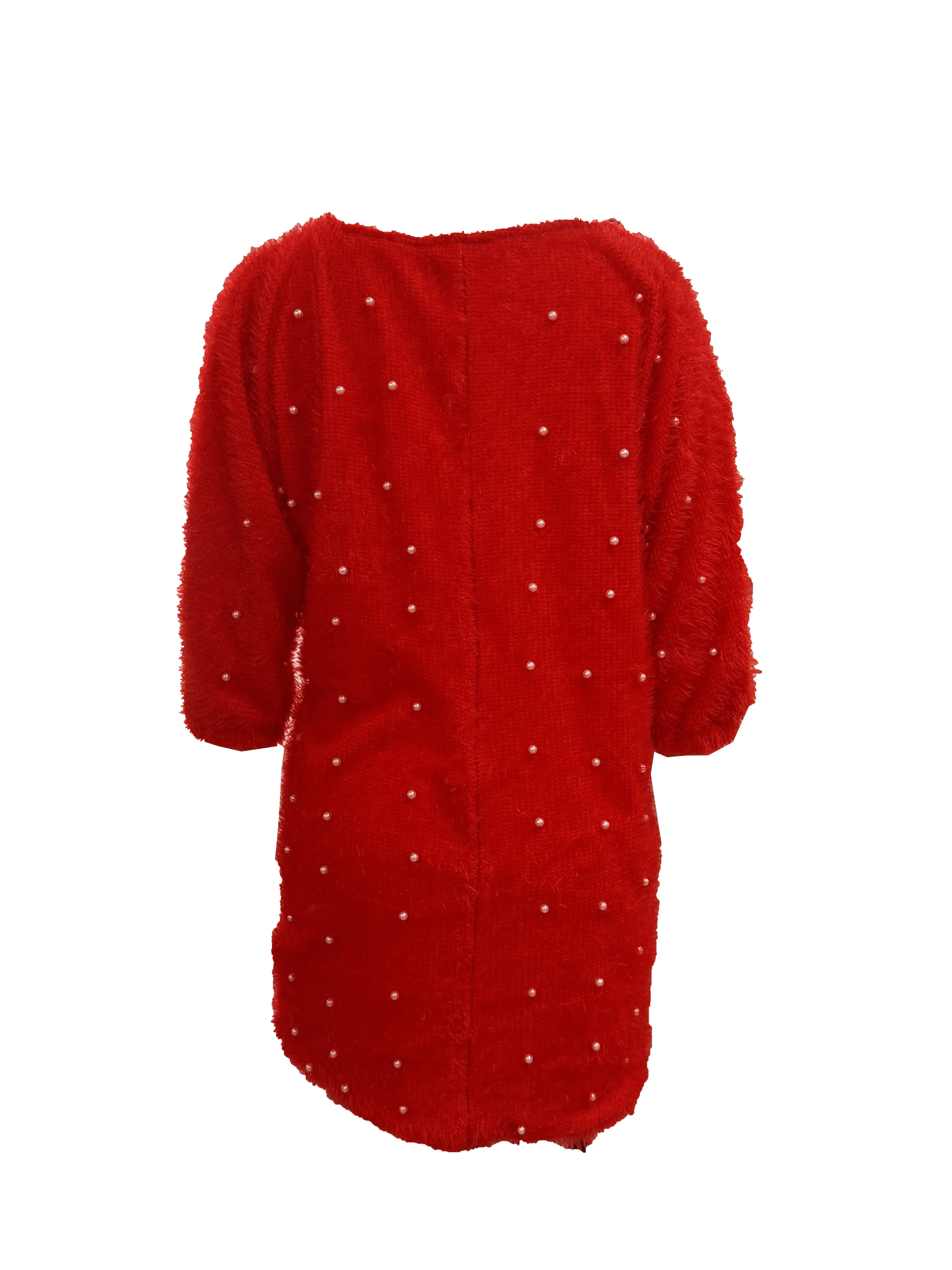 Women's V-Neck Polyester Blouse Dress, Elegant & Semi-Sheer, All Seasons.