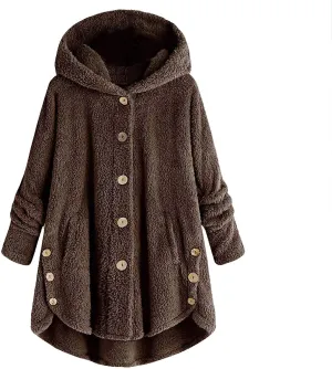 Women's Winter Warm Coat Jacket Outwear Cardigan Coat Double Sided Velvet Hooded Coat Open Front Cardigan, S-3XL