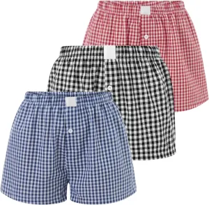 Womens Y2k Plaid Shorts Women Cute Lounge Pajama Sleep Comfy & Casual Gingham PJ Boxer Shorts
