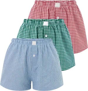 Womens Y2k Plaid Shorts Women Cute Lounge Pajama Sleep Comfy & Casual Gingham PJ Boxer Shorts