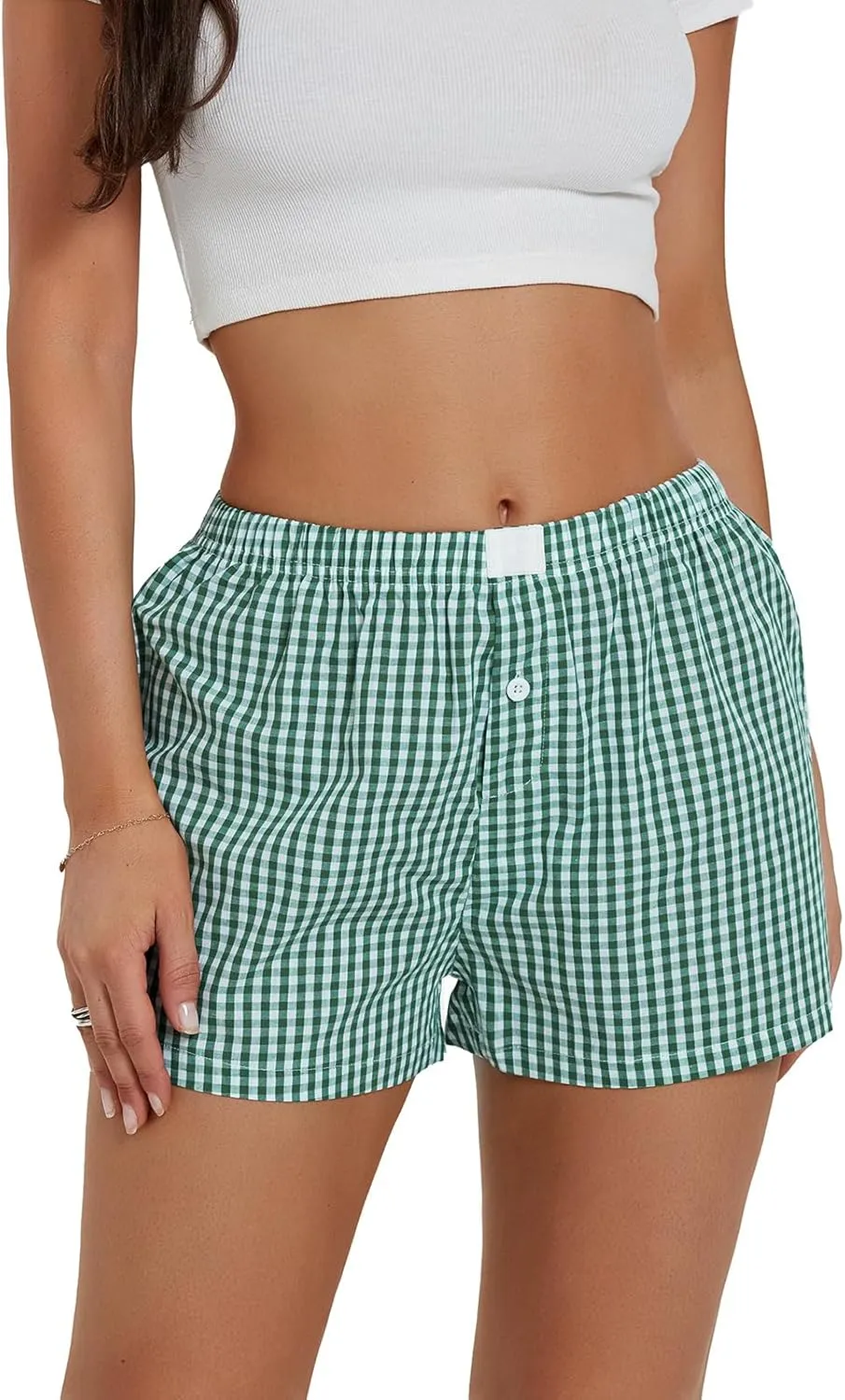 Womens Y2k Plaid Shorts Women Cute Lounge Pajama Sleep Comfy & Casual Gingham PJ Boxer Shorts