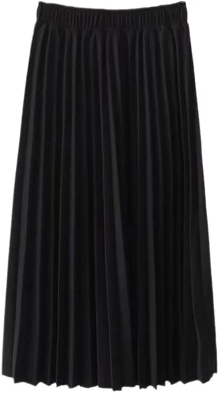 YIOLEAMP Women Summer A-Line Pleated Skirt, High Waist Elegant Pink Skirt, Casual Women Midi Skirts
