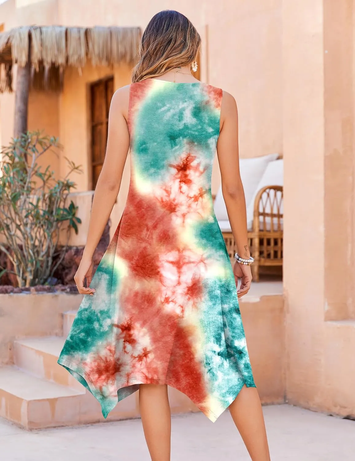 Zeagoo Womens Casual Dress for Summer Tank Dress Loose Flowy Beach Dress with Pockets Hankerchief Flare Midi Sundress 2025