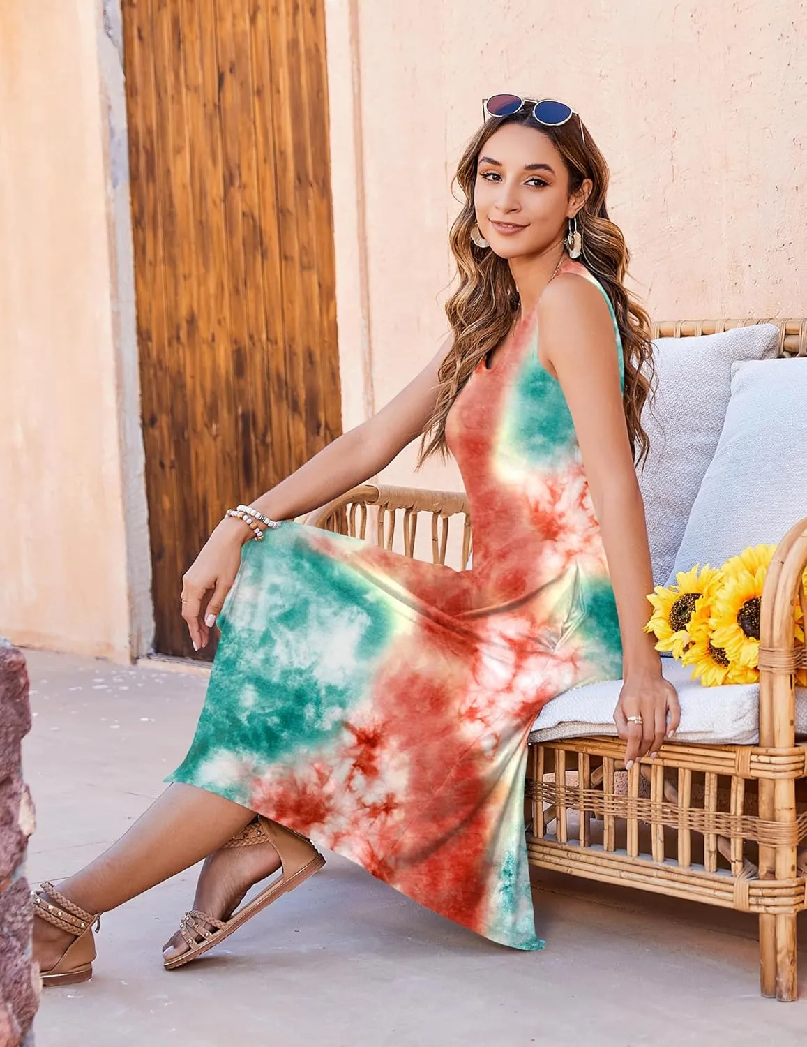 Zeagoo Womens Casual Dress for Summer Tank Dress Loose Flowy Beach Dress with Pockets Hankerchief Flare Midi Sundress 2025