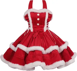 ZZEQYG Christmas Dresses for Women Solid Color Fashion Warm Halter Dress Suit with Cloak