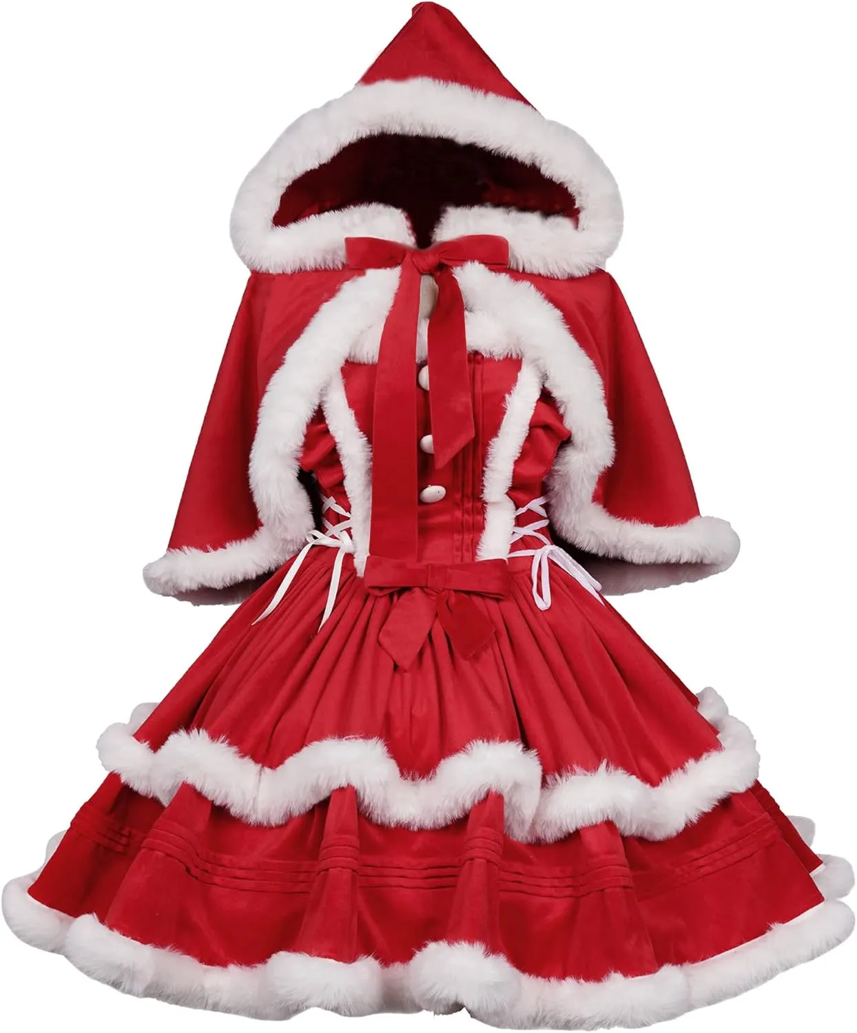 ZZEQYG Christmas Dresses for Women Solid Color Fashion Warm Halter Dress Suit with Cloak
