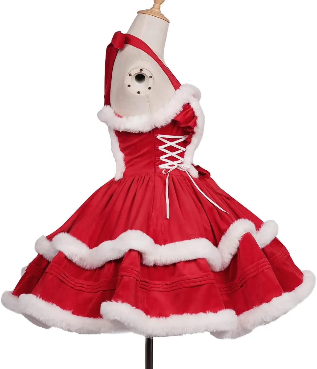 ZZEQYG Christmas Dresses for Women Solid Color Fashion Warm Halter Dress Suit with Cloak