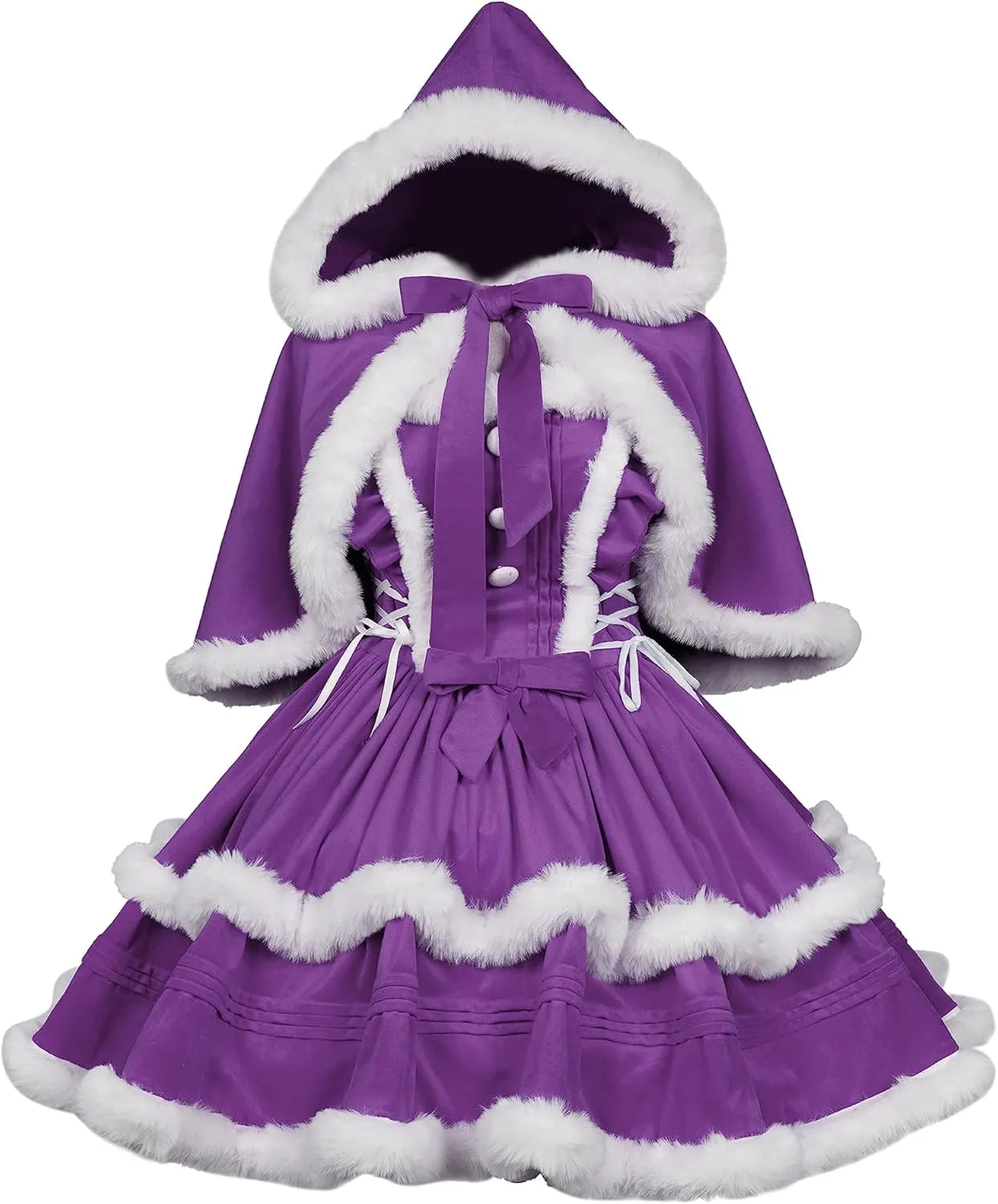 ZZEQYG Christmas Dresses for Women Solid Color Fashion Warm Halter Dress Suit with Cloak