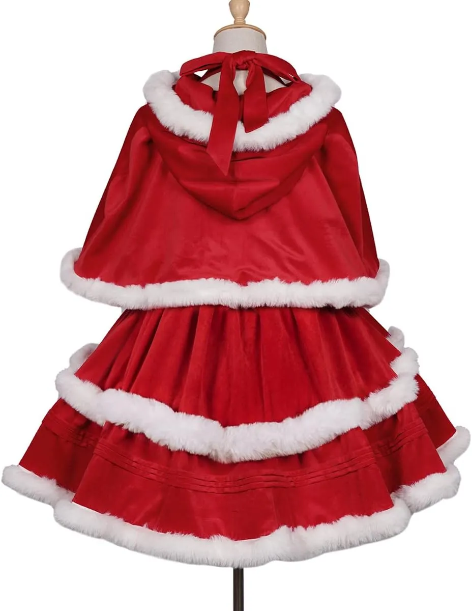 ZZEQYG Christmas Dresses for Women Solid Color Fashion Warm Halter Dress Suit with Cloak