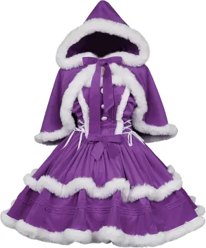 ZZEQYG Christmas Dresses for Women Solid Color Fashion Warm Halter Dress Suit with Cloak