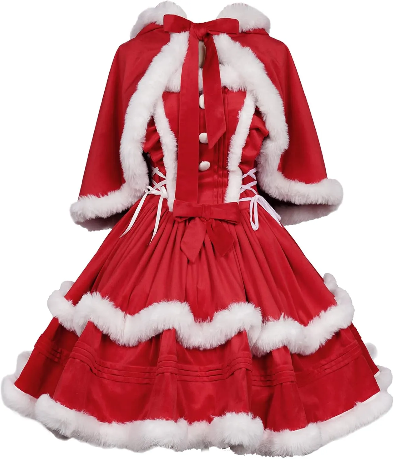 ZZEQYG Christmas Dresses for Women Solid Color Fashion Warm Halter Dress Suit with Cloak