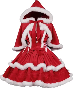 ZZEQYG Christmas Dresses for Women Solid Color Fashion Warm Halter Dress Suit with Cloak