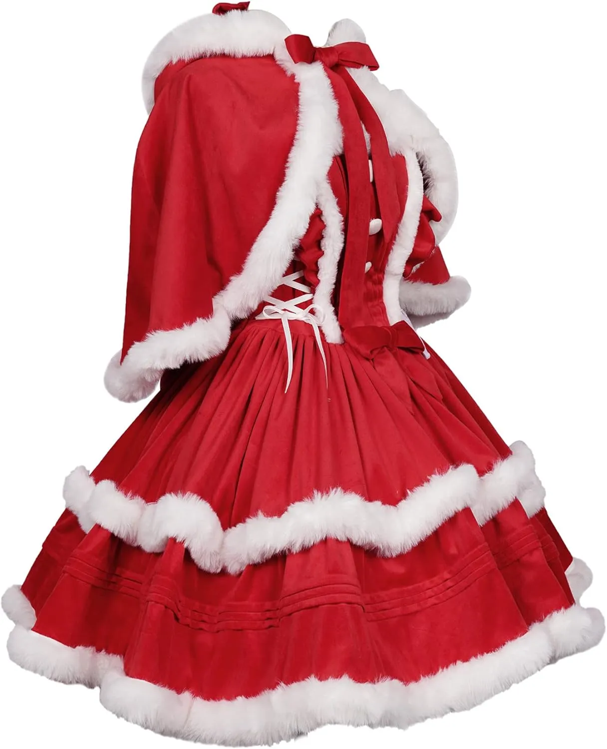 ZZEQYG Christmas Dresses for Women Solid Color Fashion Warm Halter Dress Suit with Cloak